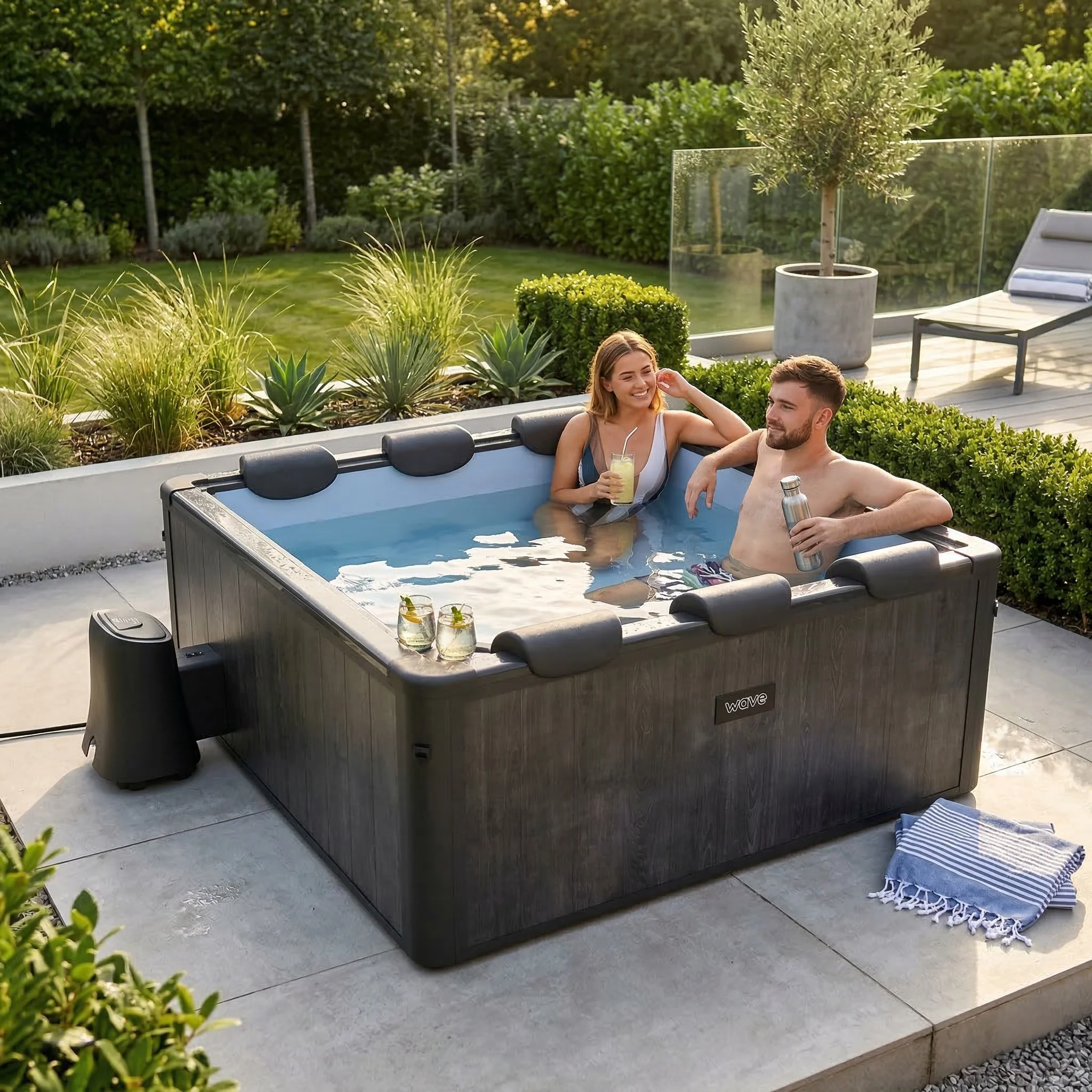 Adriatic | 6 Person Square Aluminium Frame Hot Tub | Black Wood - Image 4