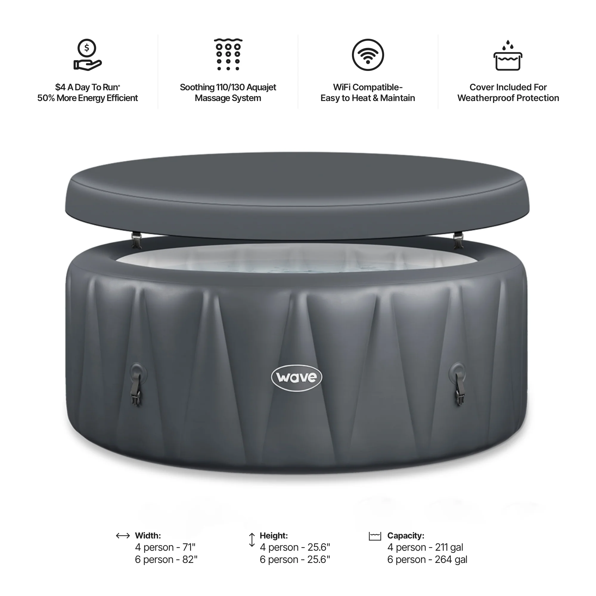 Atlantic | 4/6-Person Inflatable Hot Tub | Built-In Integrated Heater - Image 6