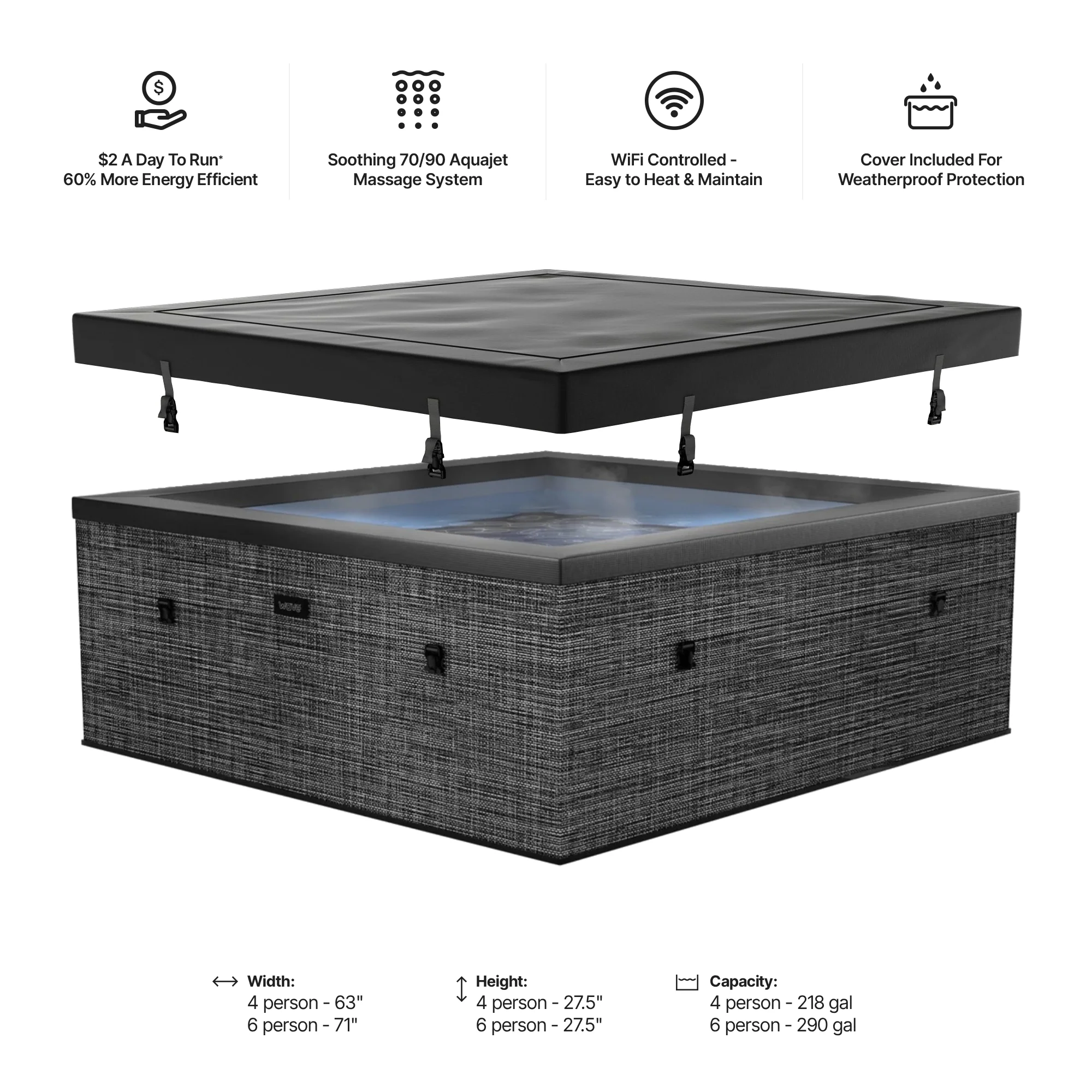 Garda | 4/6-Person Eco Foam Hot Tub | Built-In Integrated Heater - Image 17