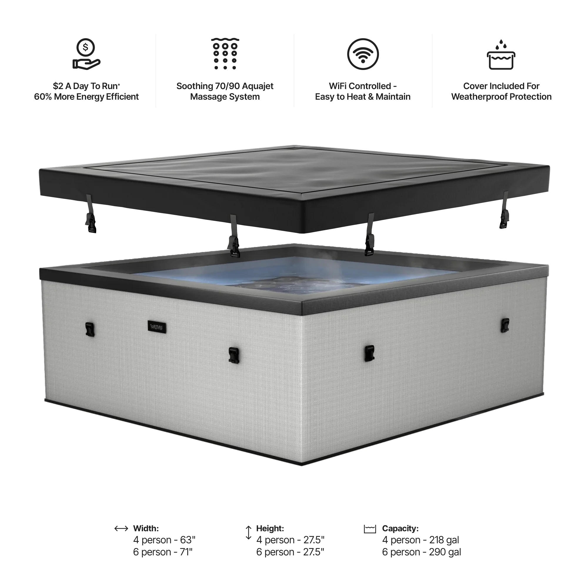 Garda | 4/6-Person Eco Foam Hot Tub | Built-In Integrated Heater - Image 18
