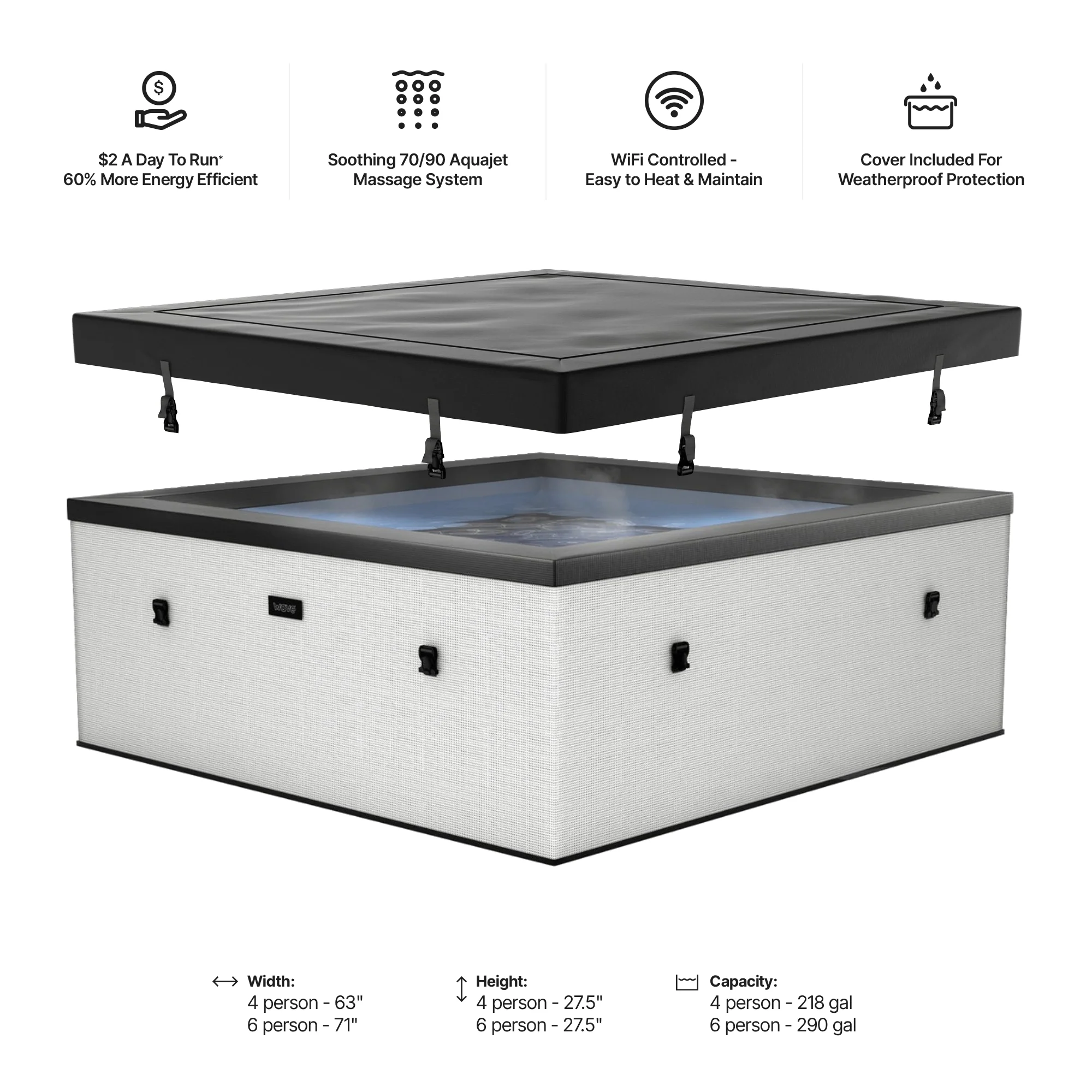 Garda | 4/6-Person Eco Foam Hot Tub | Built-In Integrated Heater - Image 19
