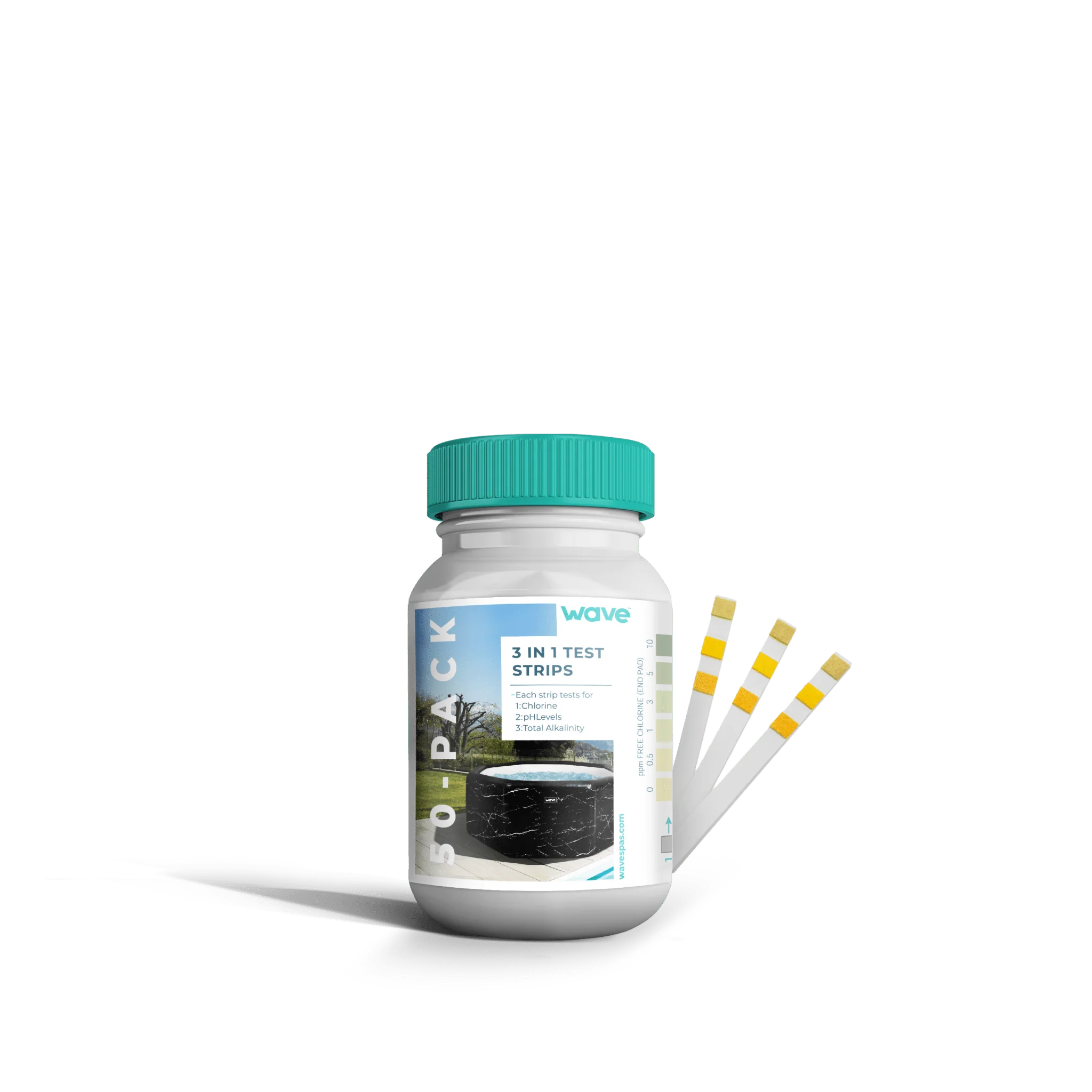 3-in-1 Test Strips | Chlorine, pH and Total Alkalinity | 50 Pack