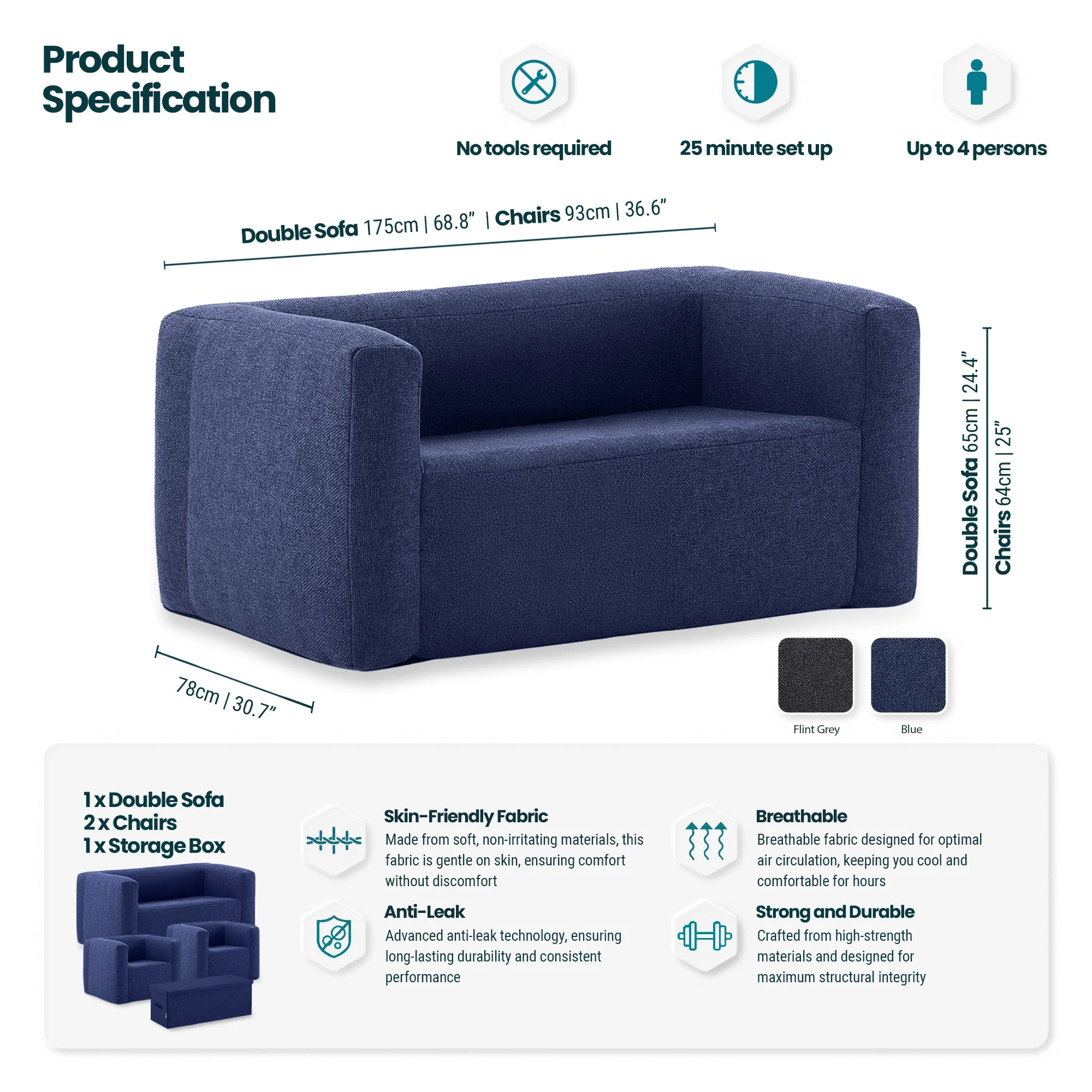 Chair and Double Sofa Set - Image 11