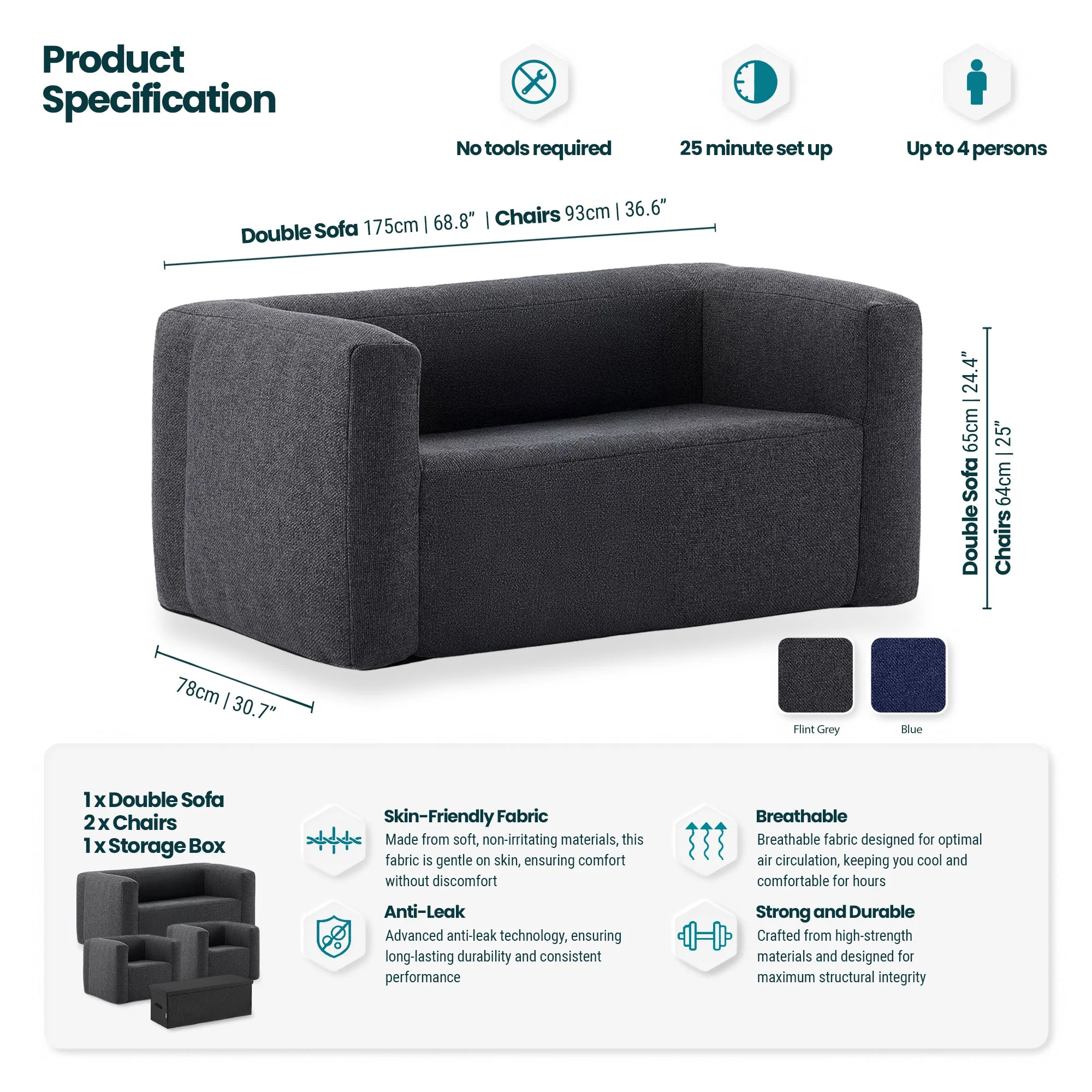 Chair and Double Sofa Set - Image 6