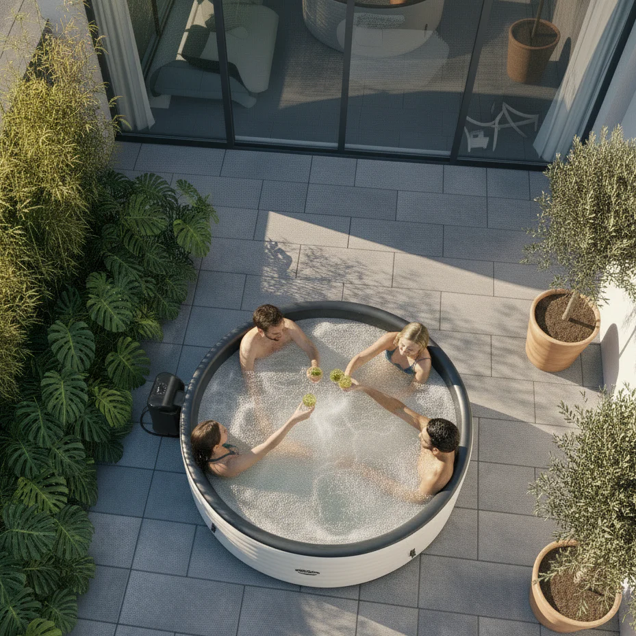 Ontario | 4/6 Person Round Drop Stitch Hot Tub | Herringbone - Image 3