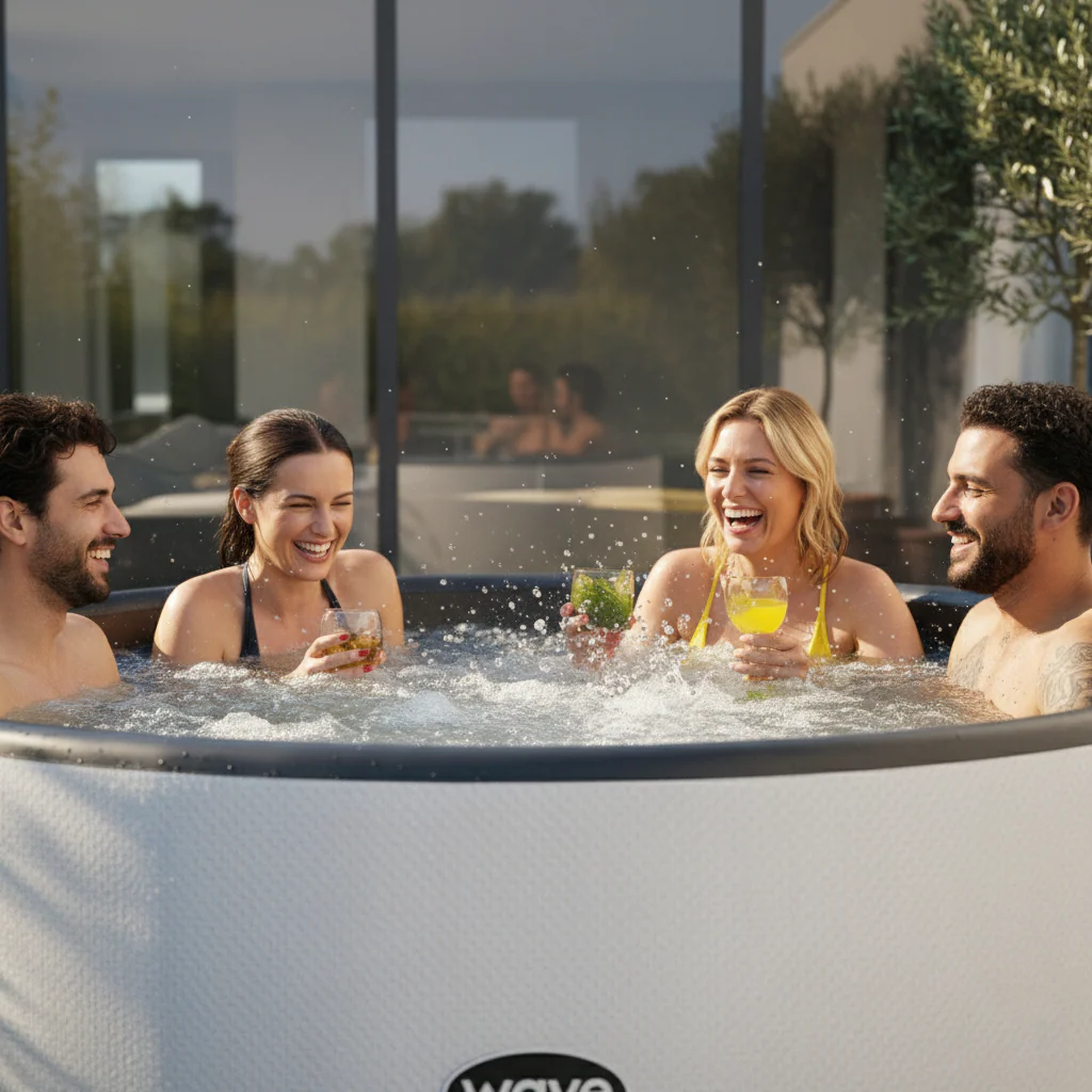 Ontario | 4/6 Person Round Drop Stitch Hot Tub | Herringbone - Image 4