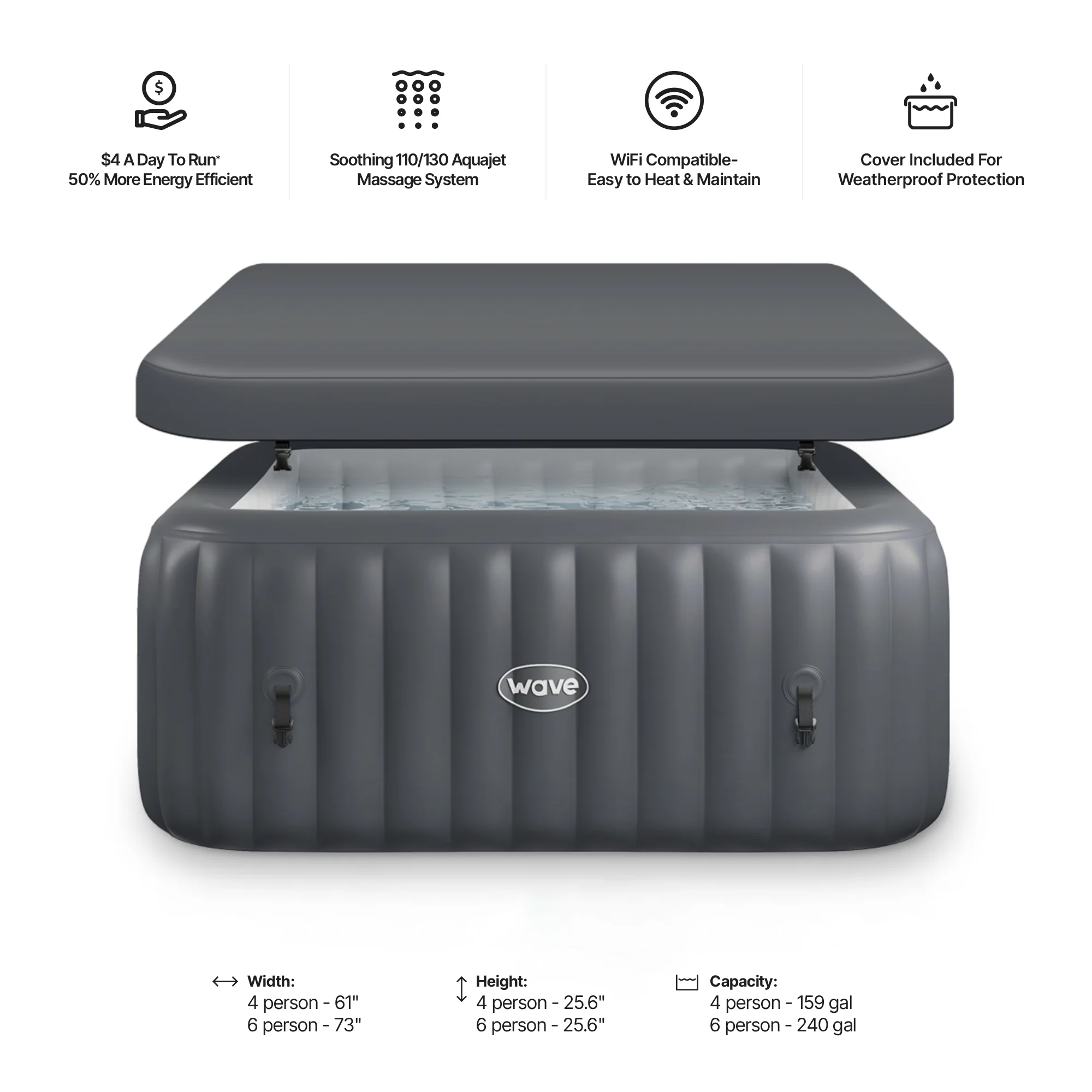 Pacific | 4/6-Person Inflatable Hot Tub | Built-In Integrated Heater - Image 12