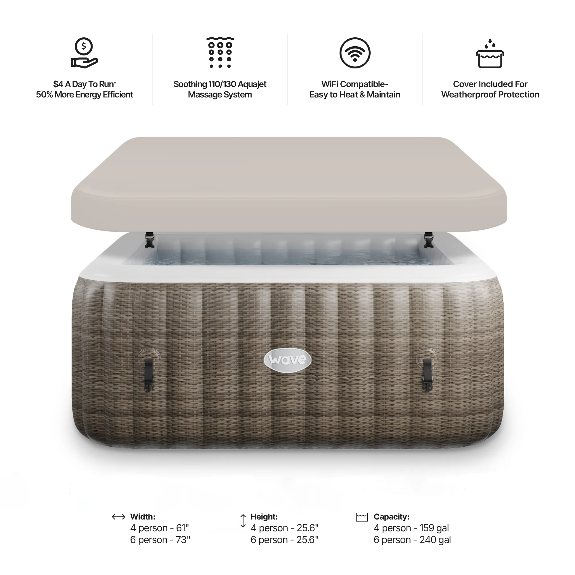 Pacific | 4/6-Person Inflatable Hot Tub | Built-In Integrated Heater - Image 29