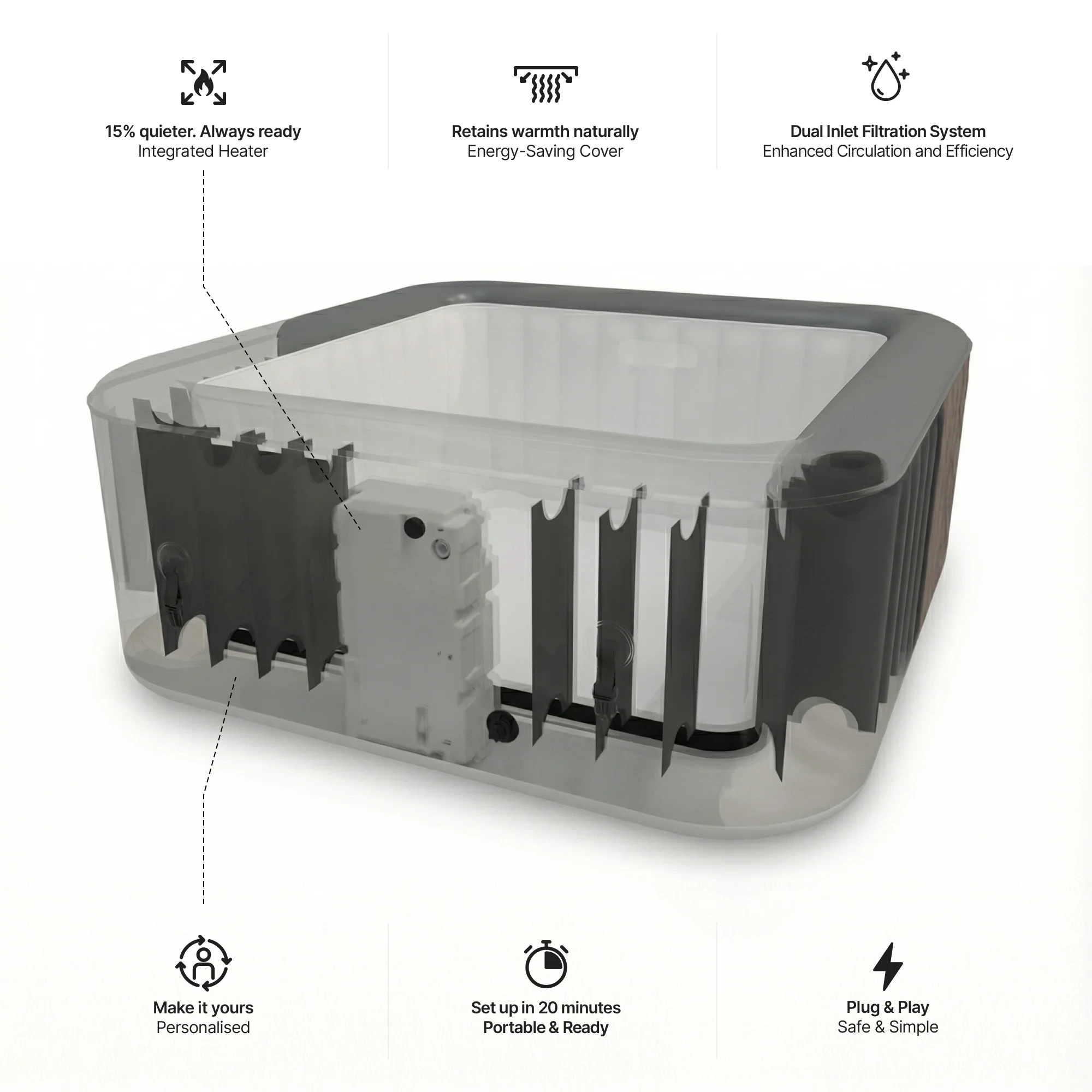 Pacific | 4/6-Person Inflatable Hot Tub | Built-In Integrated Heater - Image 30