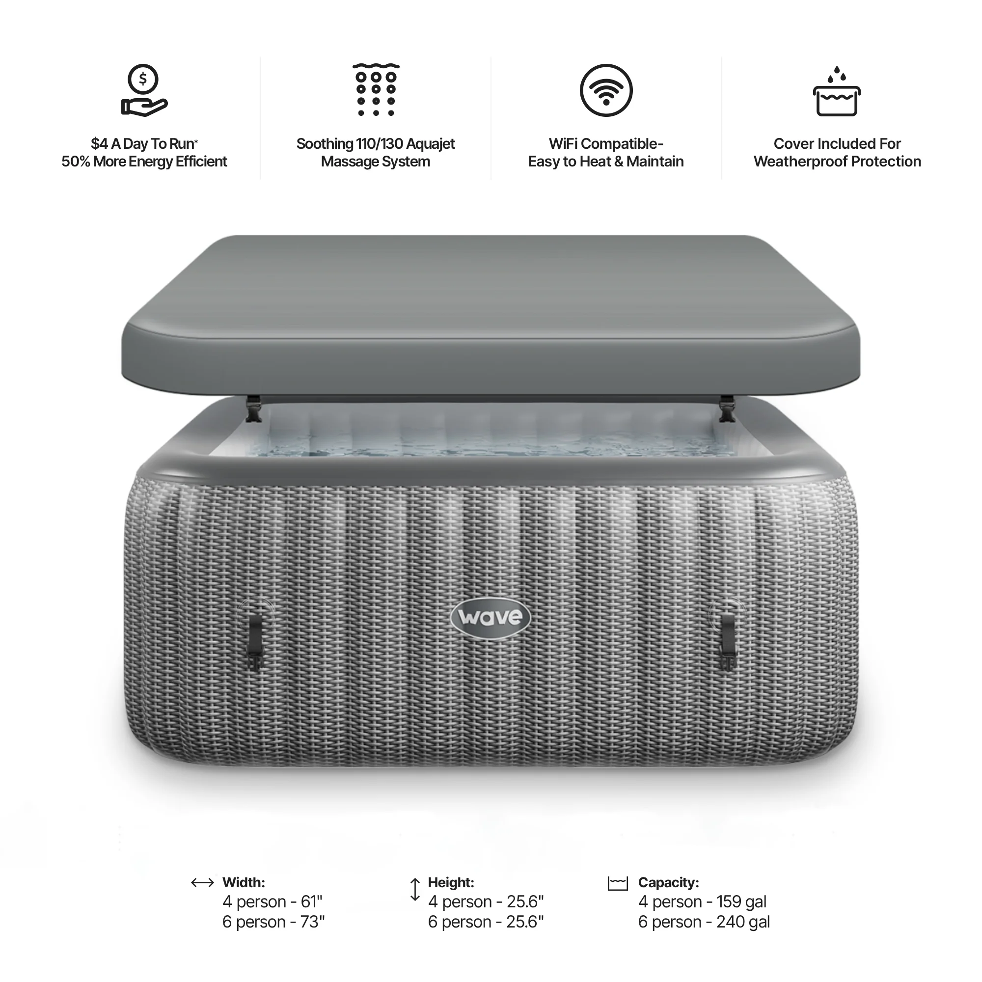 Pacific | 4/6-Person Inflatable Hot Tub | Built-In Integrated Heater - Image 6